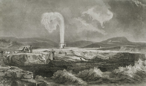 Malta. Ghar il-Qamh, island of Gozo. Clockmaker's Salt pans. Water jet. Engraving. Lemaitre direxit