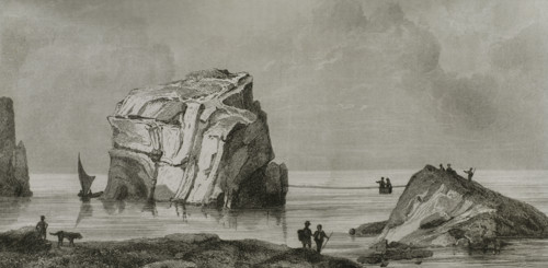 Malta. Dwejra, island of Gozo. Mushroom Rock (Fungus Rock). Engraving. Lemaitre direxit. History of