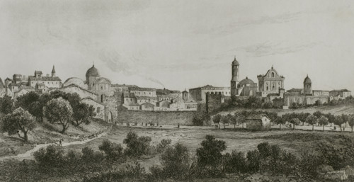 Sardinia. Sassari. General view of the city. Drawing by Vormser. Engraving by Lalaisse. Lemaitre