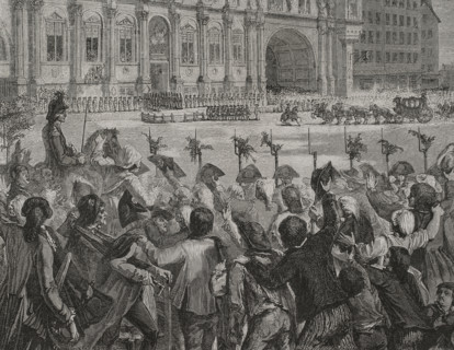 French Revolution. King Louis XVI (1754-1793) arriving at the town hall of Paris on 17 July 1789.