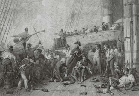 Death of Counter admiral Magon (1763-1805) at the Battle of Trafalgar, 21 October 1805, in command