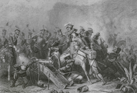 Peninsular War. Battle of Somosierra (Spain) (November 30, 1808). Polish cavalry, commanded by Jan