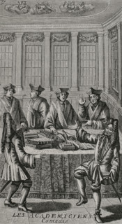Les Academiciens"". Comedy in verse by French writer Charles de Saint-Evremond (1614-1703),