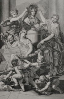 Illustration for the frontispiece of the Dictionnaire de l'Academie francaise (Dictionary of the