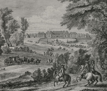 France. Arrival of King Louis XIV (1638-1715), preceded by his guard, at the former Palace of
