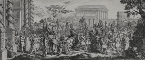 The Triumph of Constantine over Maxentius. It took place at the Battle of Milvian Bridge, one of
