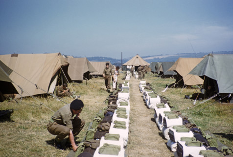 Schoolboys engaged in military training exercises as army cadets, southern England, UK, late 1950s