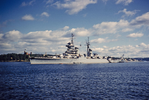 Russian navy destroyer warship in harbour, Stockholm, Sweden 1958.