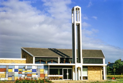 Modern architecture of Methodist church, St Andrew's, Sheringham, Norfolk, England,UK July 1970.