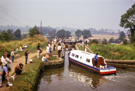 Foxton Locks, Grand Union Canal,  Leicestershire, England, UK August 1973.