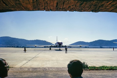 De Haviland Comet aircraft at airport, Ibiza, Balearic Islands, Spain 1967.