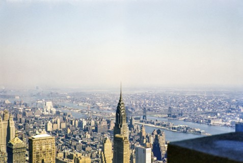 View from Empire State Building over Chrysler Building to East River, Roosevelt Island, Queensboro