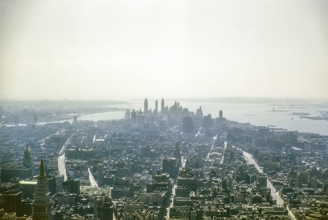 View from Empire State Building towards skyscraper of Lower Manhattan, New York, NY State, USA c