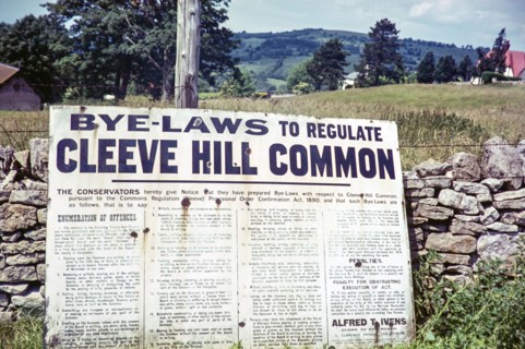 Bye-Laws notice at Cleeve Hill Common, Gloucestershire, England, UK 1960s.