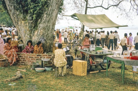 People celebrating having picnics, Waterfront, Johor Bahru, Malaysia, Southeast Asia 1963 - Mawlid