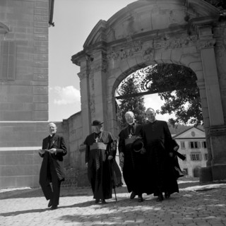 Conference of the peace movement Pax Christi with the cardinal of Paris, Eugene Feltin, in