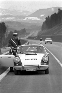 Motorway police in action, Zurich 1968