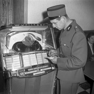 Policeman as a music censor, Valais 1957