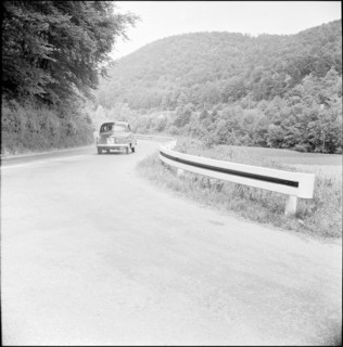 Crash barrier beside the road to Hauenstein, 1958