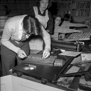 Pupils working in the Milchbuck school printers, Zurich 1952