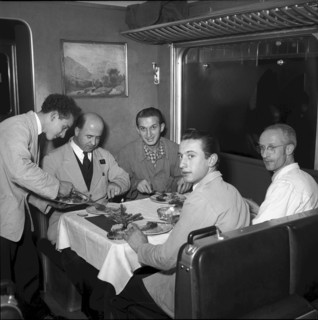 Christmas Eve 1950: dining carriage, from Chiasso to Zurich 1950