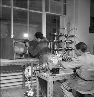 Production of TV sets in Geneva 1954