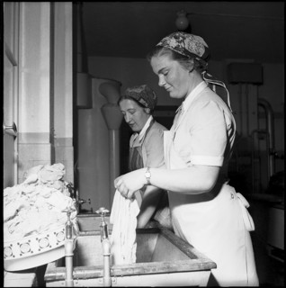 Washing at school for housekeeping, Zurich 1952