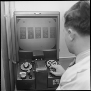 Introduction of Microfilm, Postal cheque services Lausanne 1958