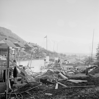 Heimberg, connection road Berne - Thun under construction 1951