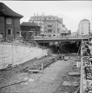 Underpass Giesshubel Zurich under construction 1955