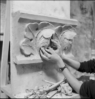 Producing of stucco at Art school in Saxon 1951