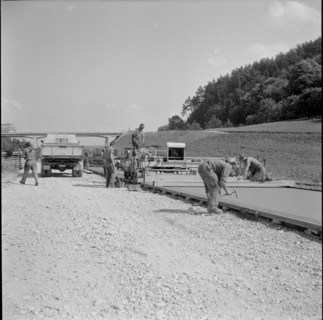 Berne - Bienne connection road near Studen under construction 1955