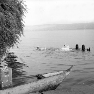 having a bath in front of the school for Swiss craft in Richterswil 1957