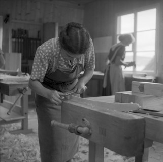 Wood working at school for Swiss craft in Richterswil 1957