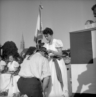 Swiss wrestling festival 1953 in Winterthur: swiss type wrestling champion Walter Flach
