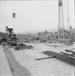 Lausanne - Yverdon connection road under construction 1957