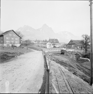 Road extension in Seewen 1960