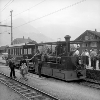 Steam tramway driving to the Lucerne Traffic Museum 1959
