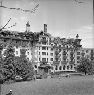 Hotels Royal Palace Evian on fire 1958