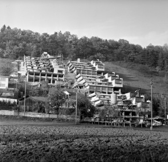 Terraced buildings in Umiken under construction 1965