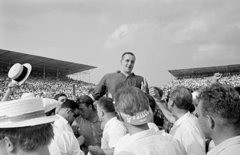 Swiss wrestling festival Frauenfeld 1966: champion Ruedi Hunsperger
