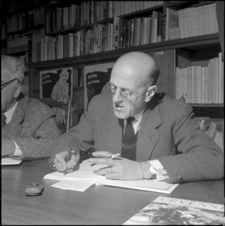 Andre Chamson on the occasion of signing his books, Lausanne 1957