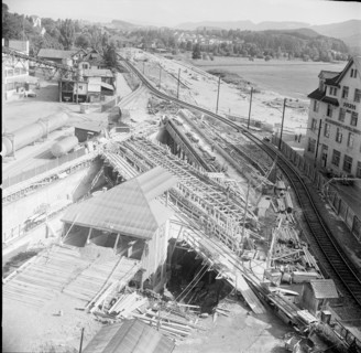 Road construction in Zurich Giesshubel, 1959