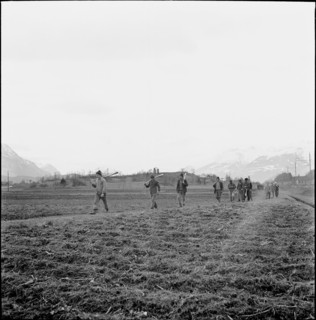 Plague of mice in Ruti, farmers on the way to distribute Surux rodenticide, around 1948