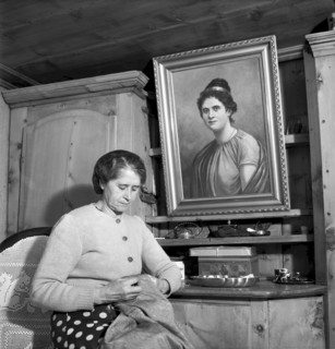 Woman sewing, Raron 1946