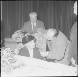 Baroness Pierre de Coubertin celebrates her 100th. birthday, Montreux 1960
