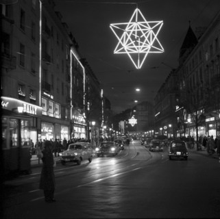 Christmas Lighting in Zurich 1957: Bahnhofstrasse