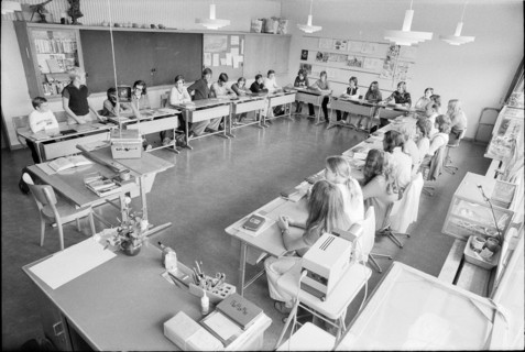 Teacher teaching class in Zurich Leimbach 1971