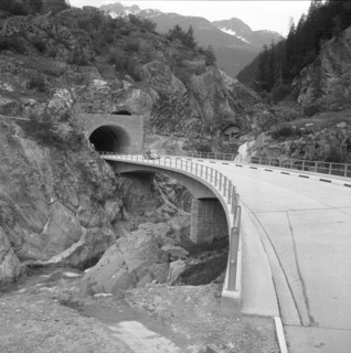 Lukmanier mountain pass road, tunnel near Curaglia 1959