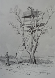 Observation Tower Drawing by Alexander Vladimirovich Makovsky (1869-1924)